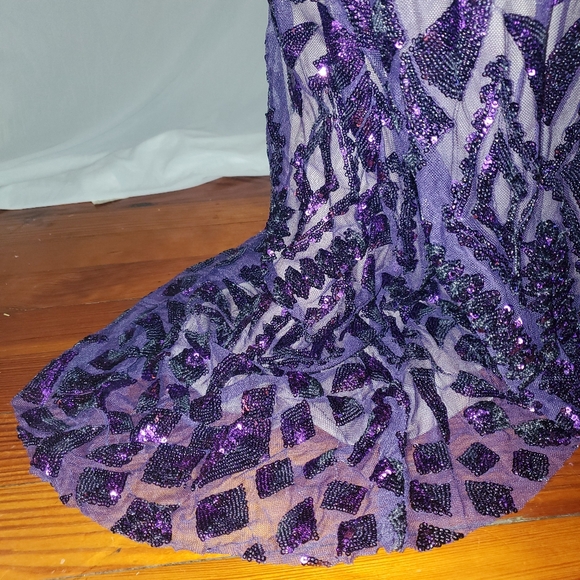 Gorgeous Purple Sequin, Floor-length, Designer Gown - Picture 3 of 9